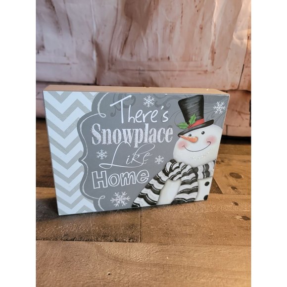 There's Snowplace like Home snowman xmas wooden sign decor Mistletoe snowflake - Picture 1 of 5